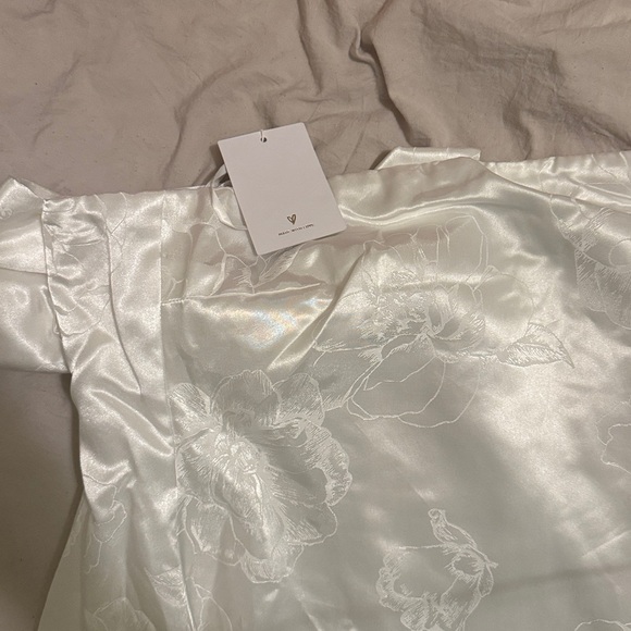 Lulus Avid Elegance Ivory Satin Jacquard Strapless Bow Maxi Dress White - Size S - Picture 4 of 4